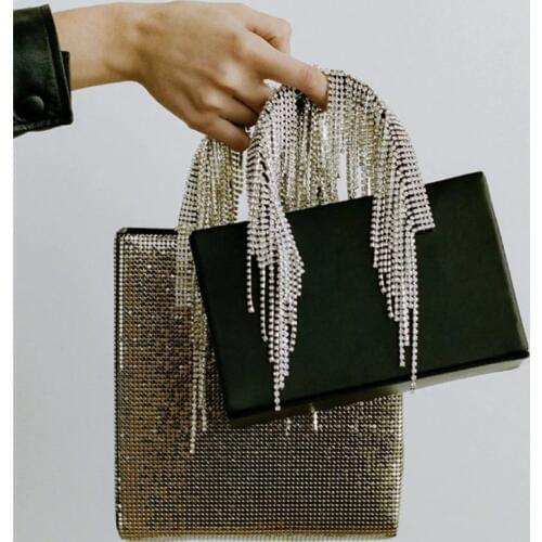 Good Quality Luxury Tassel Diamonds Transparent Fashion Women Party Handbag Shoulder Messenger Crossbody Bag Purses Tote Bag