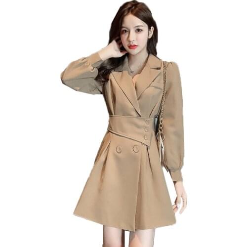 Chic Trench Coat Suit Collar Womens Windbreaker Coats Spring Autumn 2021 New Design Overcoat British Style Manteau Femme Suits