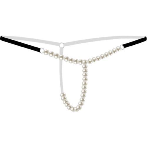 Hot Sale Pearl Panties for Women Open Crotch Femme Thong G-Strings Bdsm Bondage Briefs Underwear Sexy Lingerie Jewel Panties