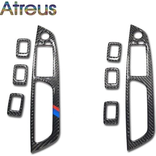 1Set Carbon Fiber Window Lifter Control Frame Switch Decor Armrest Panel Trim car Interior accessories For BMW X5 E70 X6 E71