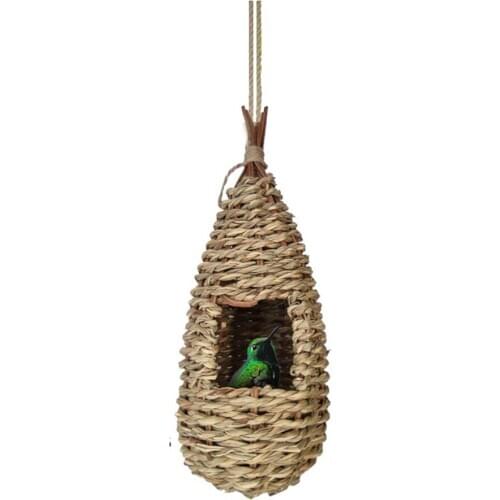 1pcs Humming Bird Houses for Outside Hanging Natural Grass Hanging Bird Hut Hand Woven Hummingbird Nest