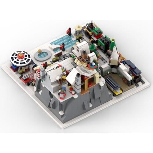 Winter Wonderland Winter Village Architecture Christmas tree Roof Street View Building Block Model Girl Gift Toy 1533Pcs