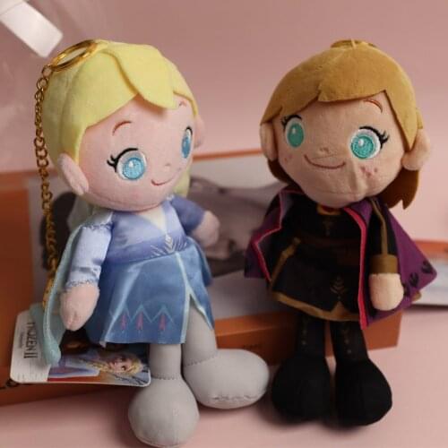 2pcs 15cm Disney Princesses Anna Elsa Dolls Frozen Toys Keychains For Backpacks Christmas Gifts Stuffed Plush Cartoon Anime Doll