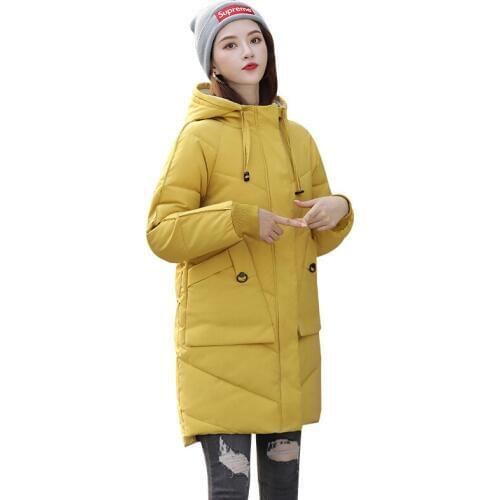 2019 women winter hooded warm coat plus size candy color cotton padded jacket female long parka womens wadded jaqueta feminina