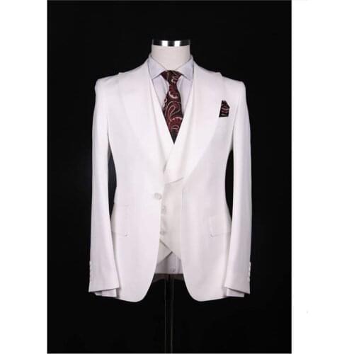 6 Colors Business Wide Peak Lapel Men Suits 3 Pcs Two Buttons Wedding Costume Homme Party Groom Prom Blazer Terno Masculino