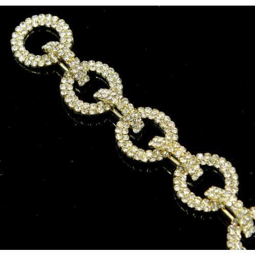 5Yards Round Rhinestone Trim Crystal Chain DIY Appliques For Wedding Dress