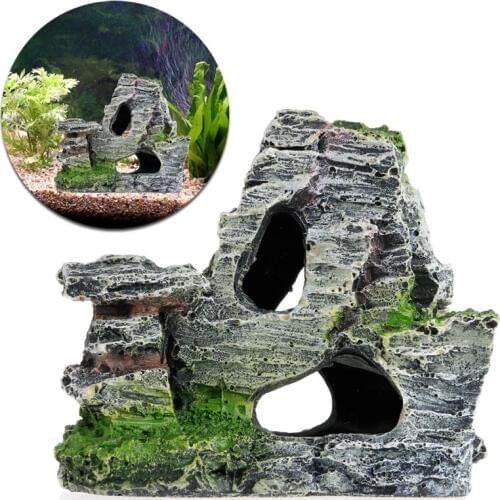 Mountain View Aquarium Rock Cave Tree Bridge Fish Tank Ornament Rockery Decor -Y102