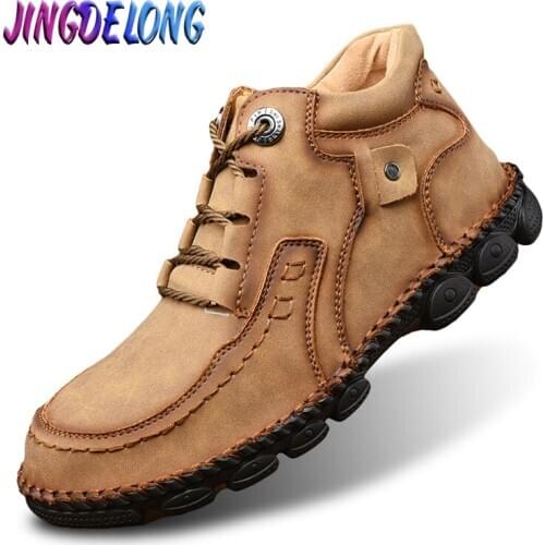 Brand Mens Boots Waterproof Leather Mens Leather Boots Comfortable Mens Winter Boots Classic Mens Shoes Zapatos De Hombre