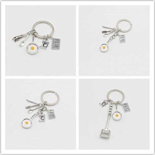 1 piece chef charm jewelry omelette cookware keychain love shovel recipe keychain pastry chef foodie restaurant staff gift keych