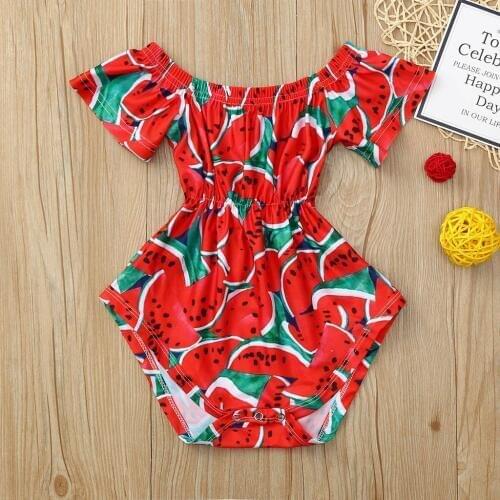 Childrens clothing clothes Boys clothes Toddler Baby Girls Off-Shoulder Bodysuit Rompers Infant Watermelon Jumpsuit L30819