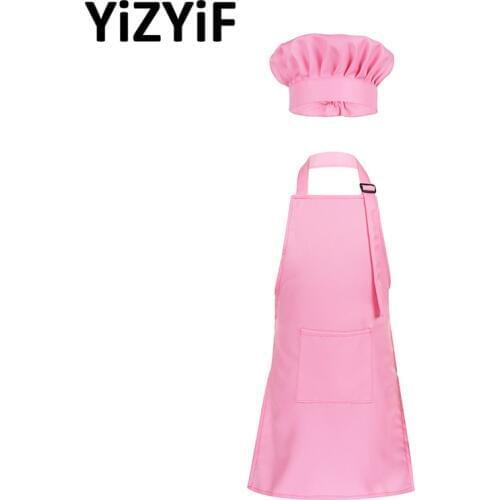 Kids Apron and Chef Hat Set Child Apron Sleeve hat baking painting cooking kitchen Training Wear Boys Girls Chef cosplay sets