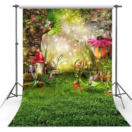 Photo backdrop Fairy Tale Forest Photography Backdrop Children Backgrounds Photo Studio Mushrooms Elves Flowers Photo Background