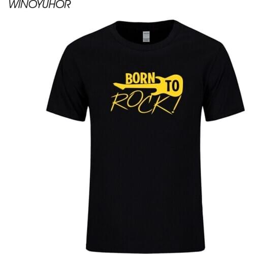 Born To Rock Punk Guitar T Shirts Mens Summer New Fashion Short Sleeve T-shirt Cotton Hip Hop Streetwear Camisas Hombre