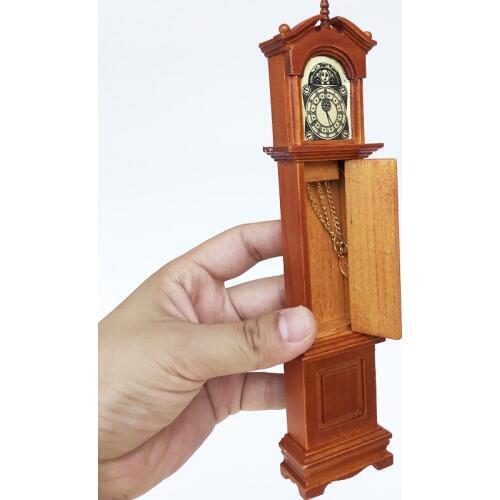 G10-X100 children baby gift Toy 1:12 Dollhouse mini Furniture Miniature rement accessories wooden floor clock 1pcs