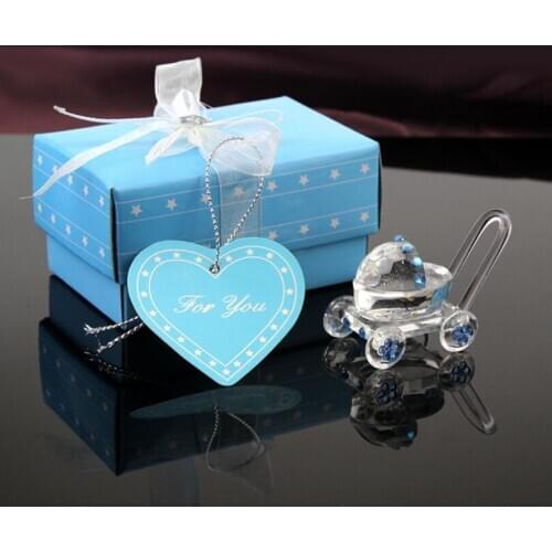 Crystal baby stroller Baby Shower Christening Favor Carriage Party Wedding Game Decorations Crystal Craft LX4414