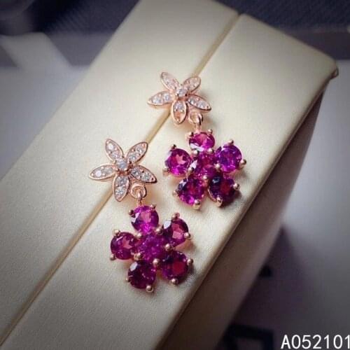 KJJEAXCMY fine jewelry 925 silver natural Garnet new girl classic earrings ear stud support test Chinese style with box