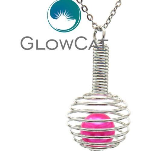 KK582 Iron Flask Bottle Spiral Spring Beads Cage Locket Fragrance Essential Oil Diffuser Oyster Pearl Cage Pendant Necklace