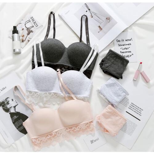 Smooth Lace Padded Push Up Women Bras Set Women Bra Briefs Sets Lace Hollow Underwear Suit