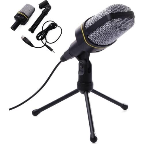 3.5mm Plug Audio Broadcast Sound Recording Condenser Microphone with Tripod