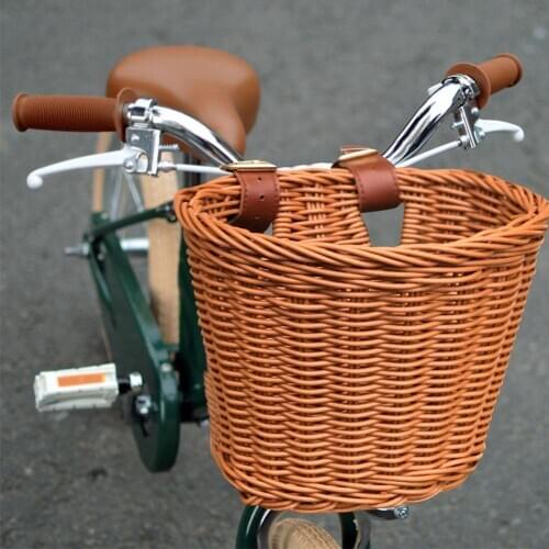 Kids Front Handlebar Bike Basket Artificial Woven ChildrenBag for All Type Bicycles Teen or Adult Cycling Accessories