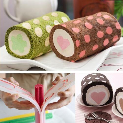 32CM Round Love Plum Blossom Silicone Long Tube Mould DIY Handmade Soap Long Tube Mould Cake Roll Mould Silicone Painted Pad