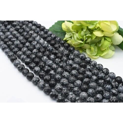 6-10mm Natural Smooth Obsidian Round stone beads For DIY Bracelet Necklace Jewelry Making Strand 15"