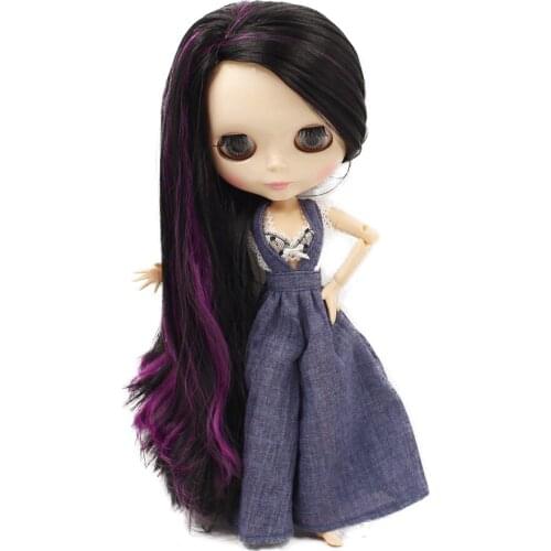 ICY DBS Blyth doll No.260BL117/732 Purple mix Black long hair side part JOINT body White skin 1/6 bjd ob24 anime girl