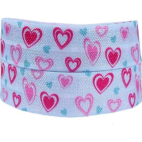 FLRA FOEFlora Ribbons Valentine love design heart patterns foe fold over elastic ribbon roll for wholesale