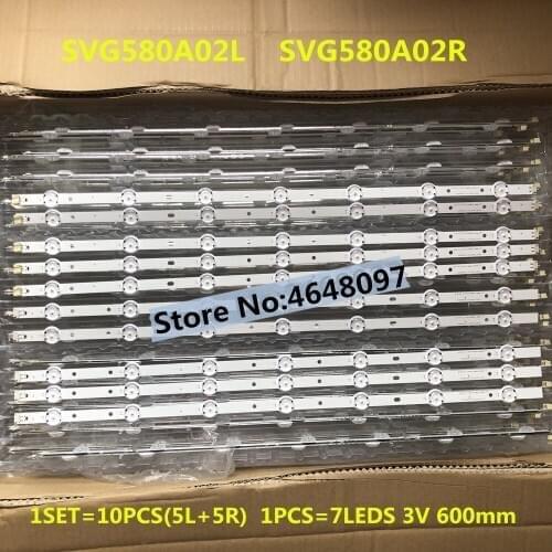 New kit) 10 PCS LED backlight Strip Set for Vizio D58u-D3 SVG580A02L(5pcs) SVG580A02R(5pcs) SVG580A02 REV03 7LED R L