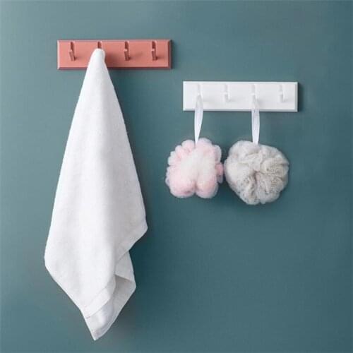 Wall Mounted Clothes Hanger 4 Hooks Hat Key Holder Laundry Coat Rack Hanging Storage Shelf For Home Bathroom Wall Hook