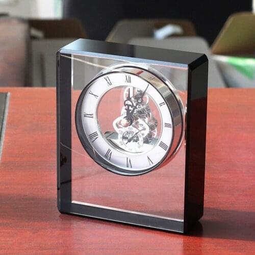 Antique Design Table Clock Home Decoration Clear Crystal Mechanical Clock Living Room Decoration