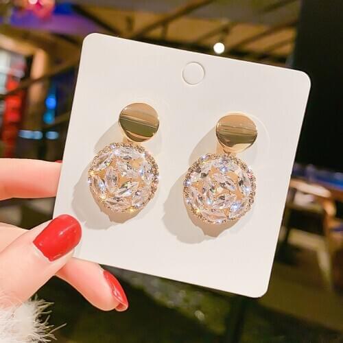 2020 New Fashion Crystal Opal Gold Pendant Earrings for Women Classic High-quality Statement Earrings Party Jewelry Accessories