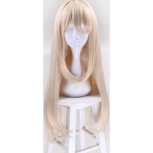 Violet Evergarden Wigs Long Wave Blonde Synthetic Hair Perucas Cosplay Wig For Halloween Costume Wig + Wig Cap