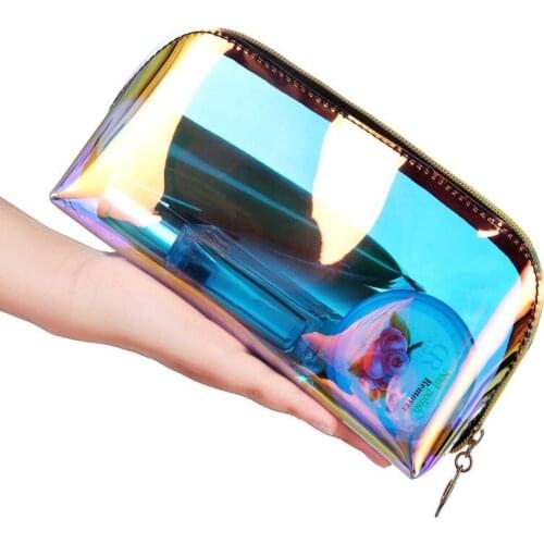 Laser Cosmetic Bags Transparent Fashion Women Makeup Case Cosmetic Pouch Make Up Pouch Organizer Ladies Jelly Bag Portable
