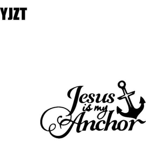 YJZT 17.8CM*9.7CM JESUS IS MY ANCHOR JESUS Vinyl Car Motorcycle Sticker Decals Black/Silver C13-000218