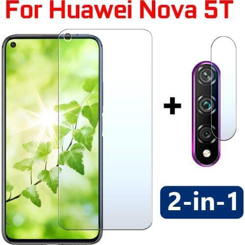 2in1 Nova 5T protective glass on for Huawei Nova5T 5 T T5 Screen Protector glas sheet Len Tempered Glas With Camera Lens film