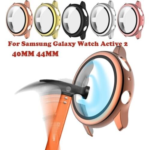 New Full Cover Screen Protector For Samsung Galaxy Watch Active 2 40mm 44mm Electroplate Protective Case Shockproof Bumper Shell