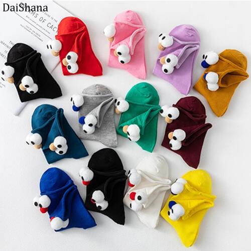 Women Cute Cartoon Creative Personality Of Sesame Street 3D Big Eye Warm Kawaii Socks Warmer Mouth Curling Pile Heap Socks Mujer