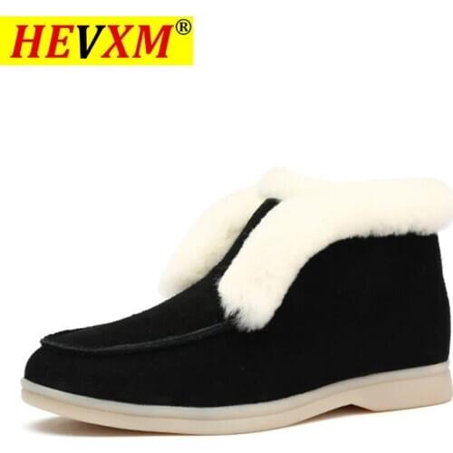 2020 Snow Boots for Women Winter Black Ankle Boots Ladies Flat Comfortable Wool Snow Boots Botas Mujer
