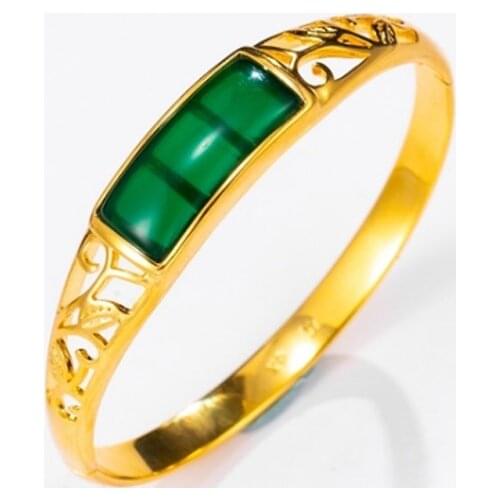 Womens Hollow Sand Gold Gold Bracelet Retro Style Jade Bracelet Set With Pure Natural Jade Bracelet Ring