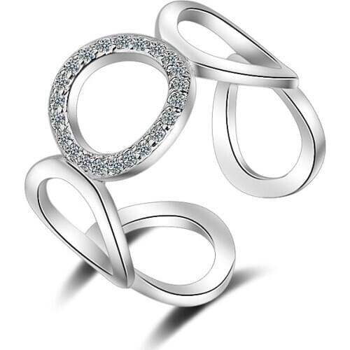 100% 925 Sterling Silver Fashion Shiny Cz Zircon Resizable Finger Rings For Women Paty Gift Jewelry Wholesale Drop Shipping