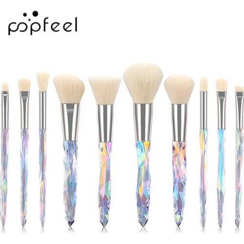 10 pcs/set Crystal Makeup Brush Set Foundation Facial Makeup Brush Lady Beauty Convenient Makeup Brush Tool