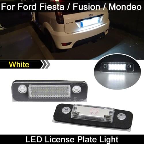 2Pcs For Ford Fiesta V 2001-2010 Fusion 2002-2012 Mondeo MKII 1996-2000 White LED License Plate Light
