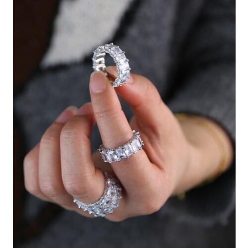 2021 Summer Luxury Handmade Eternity Promise Ring Cz Party Wedding Band For Women Bridal Fashion Jewelry