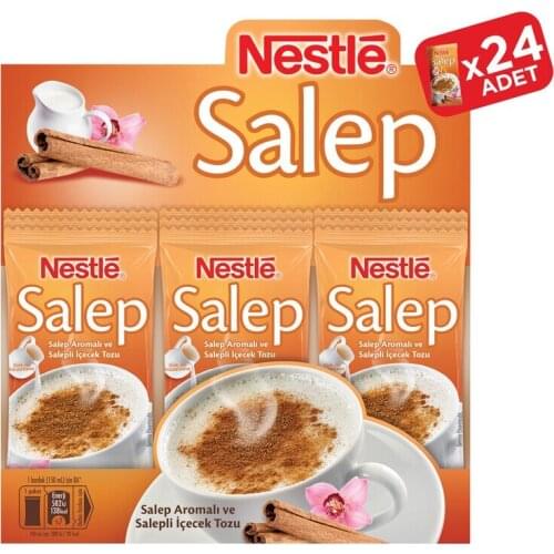 NESTLE 24 PACKS SAHLEP TRADITIONAL TURKISH DRINK, NATURAL MEDICINE AGAINST DISEASES POWDER MIX WITH MILK SAHLEB SACHLAV SAHLAB