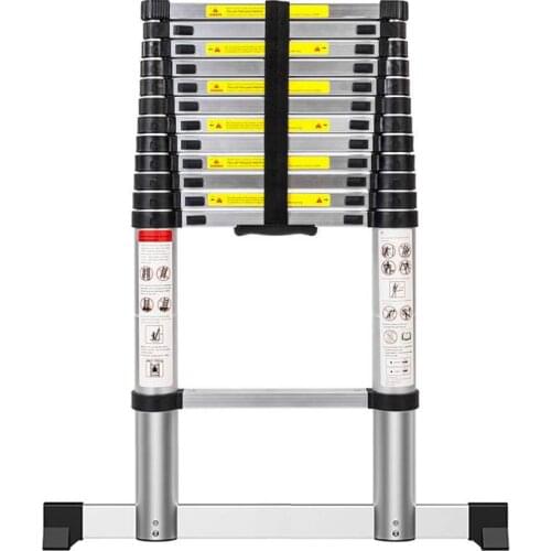3.8m Telescopic Ladder Aluminium Foldable Extension Ladder With Balance Bar Portable Straight Ladders Home Industrial Tools HWC