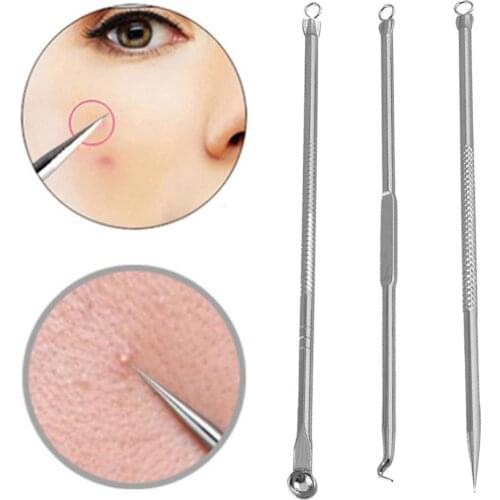 3Pcs/Set Wholesale Blackhead Needle Set Reusable Face Cleaning Stainless Steel Acne Removing Extractor Kits Tools