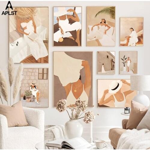 Abstract Fashion Girl Exotic Casual Home Decor Canvas Painting Sexy Woman Daily Life Modern Print Poster Bohemian Artsy Picture