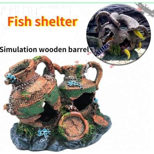 Fish tank Landscaping cave fish and shrimp shelter hidden simulation house background for Aquarium castle decoration accessories