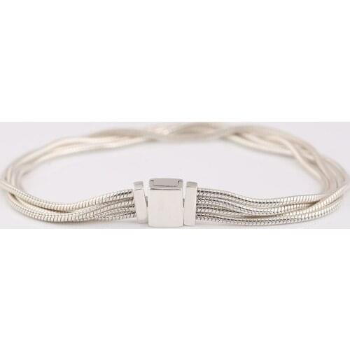 Authentic S925 Sterling Silver Reflexions Multi Snake Chain Bracelet Bangle For Women fit Lady Charm Bead DIY Jewelry